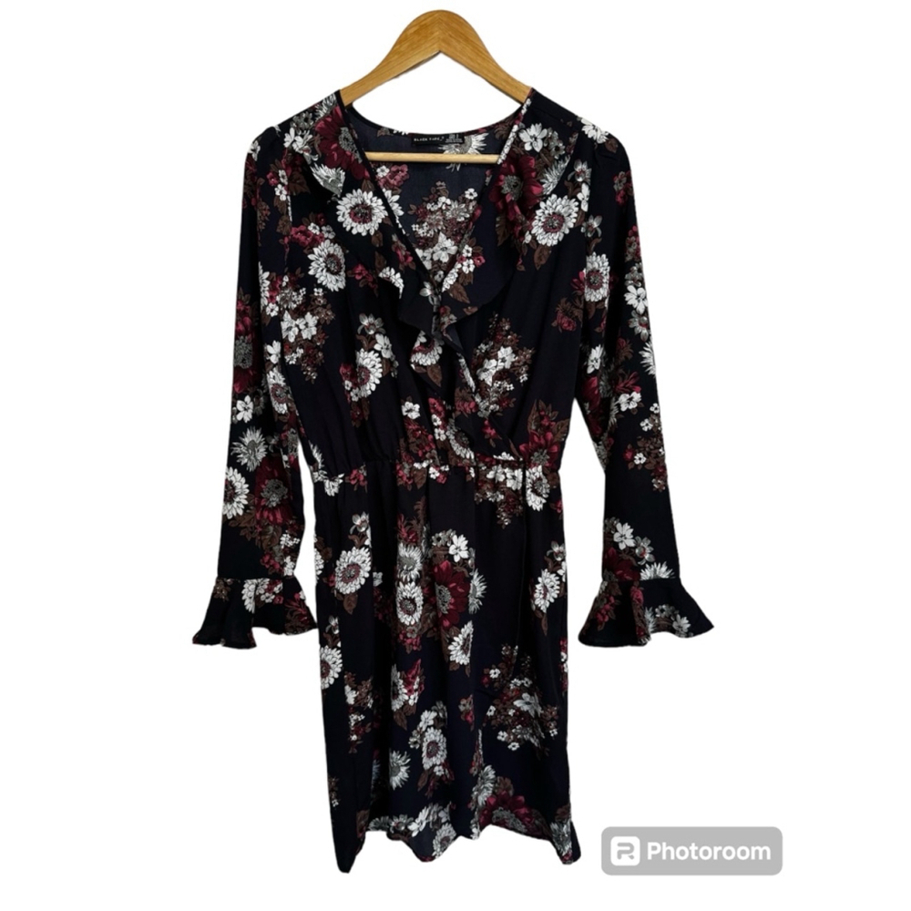 Black Tape Floral Dress -Size S